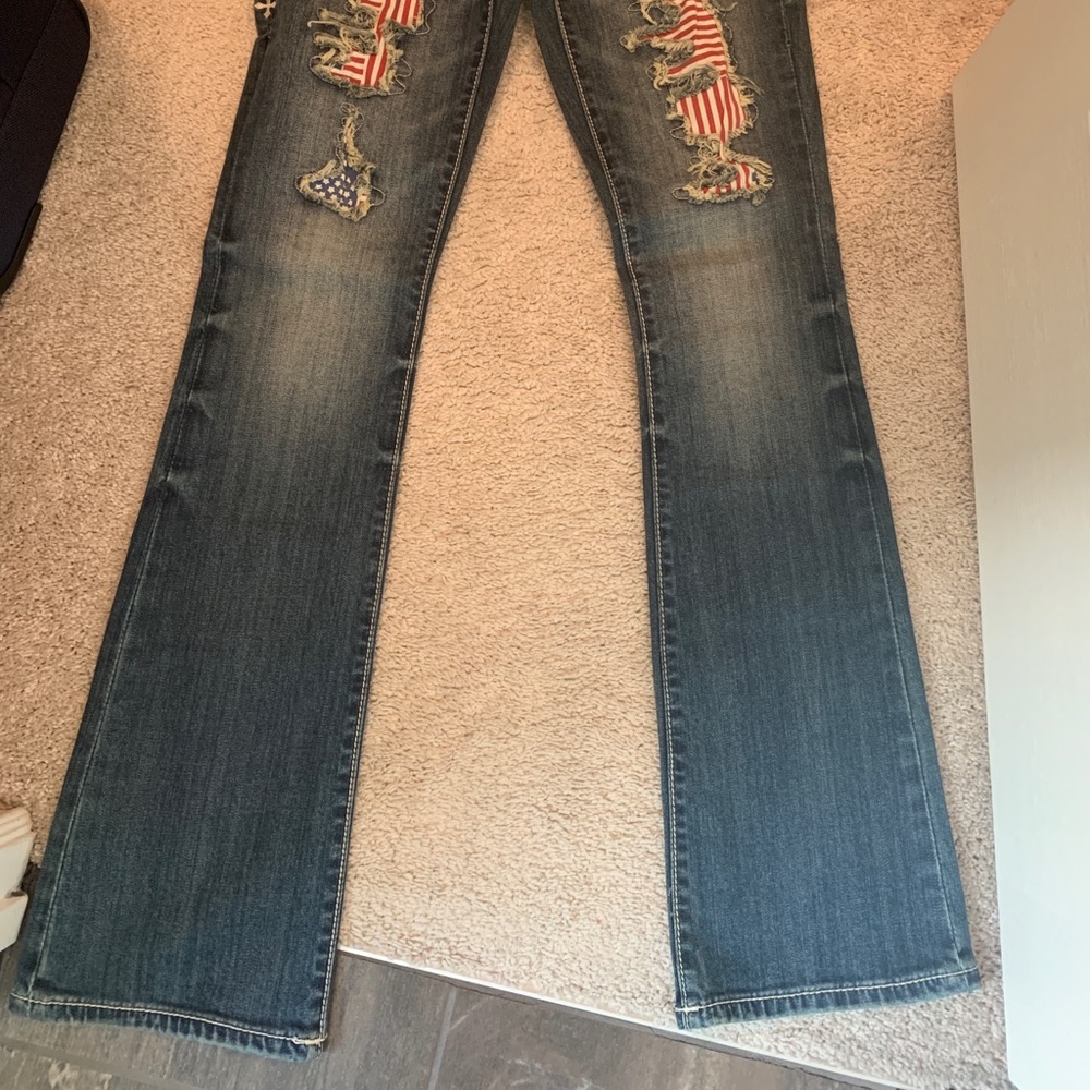 Affliction patriotic flare leg jeans